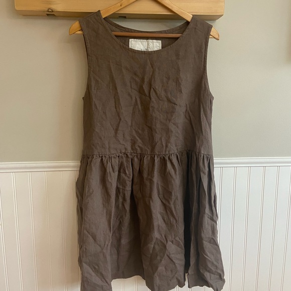 not Perfect Linen MIDI SMOCK Loose Linen Dress-M - Picture 1 of 8
